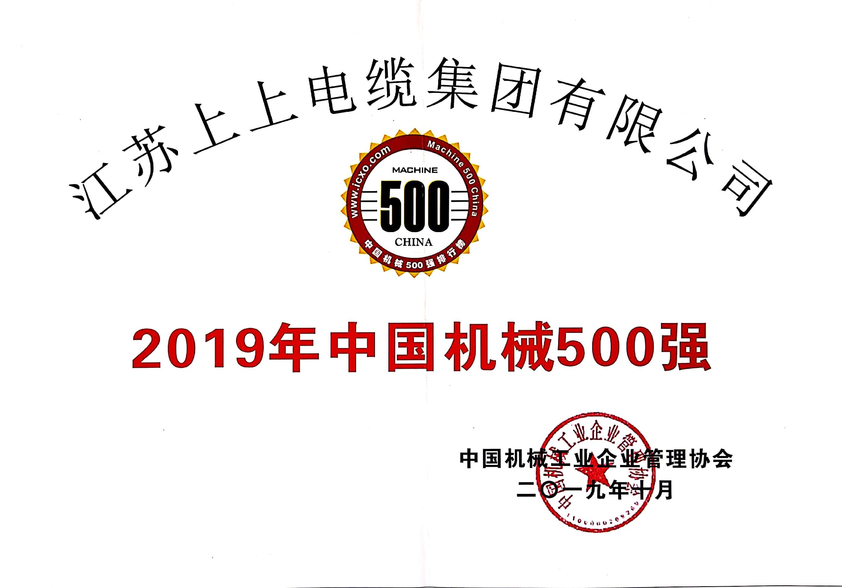 2019中國(guó)機(jī)械500強(qiáng)